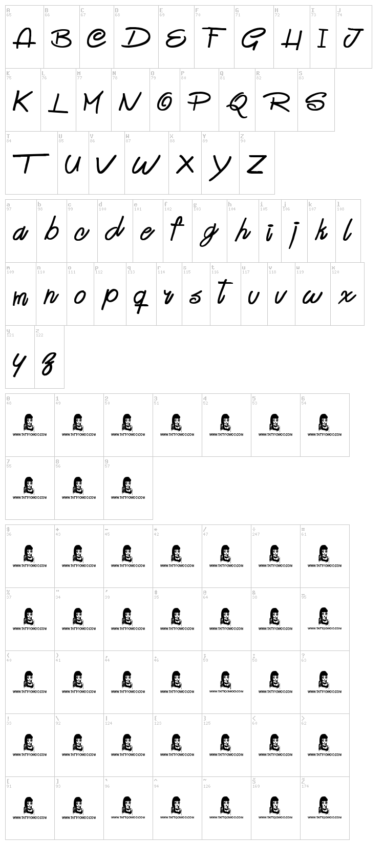 Good Day font map